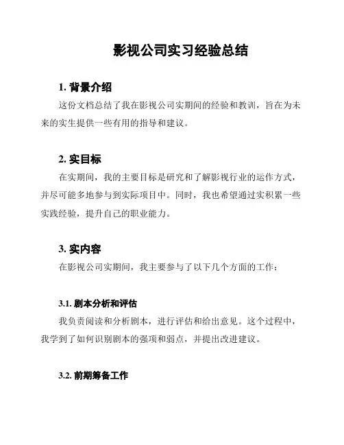 影视公司实习经验总结