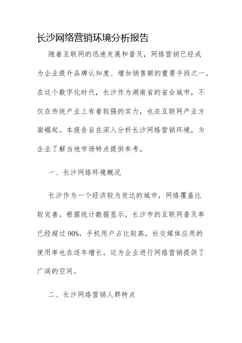 长沙网络营销环境分析报告
