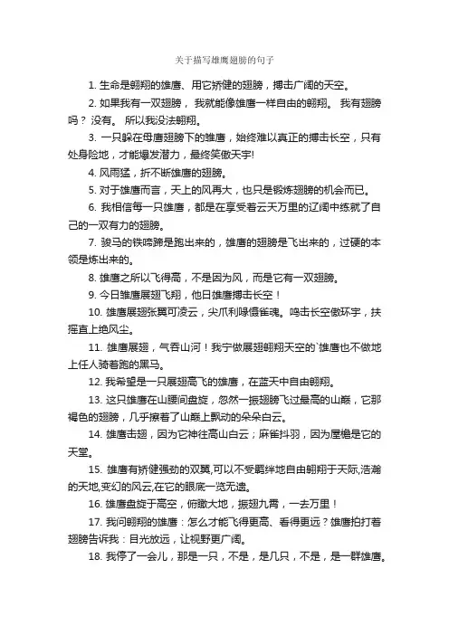 关于描写雄鹰翅膀的句子