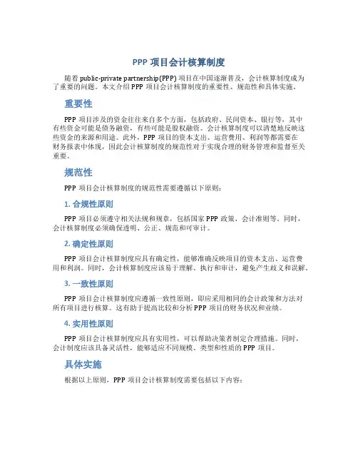 ppp项目会计核算制度