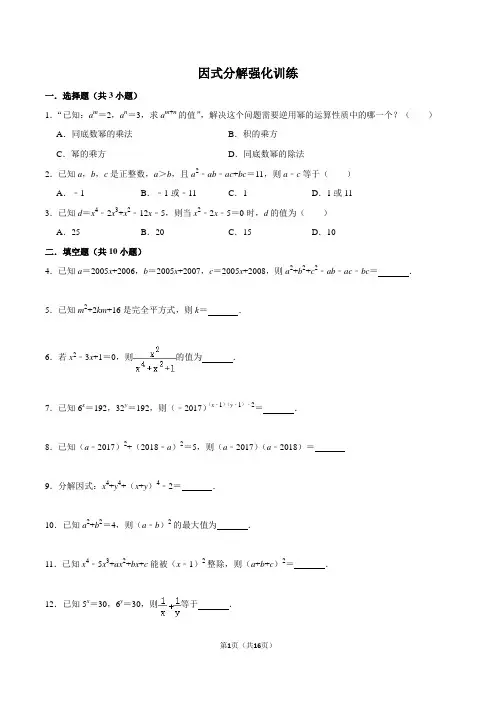 八上 因式分解强化提高训练(含答案)