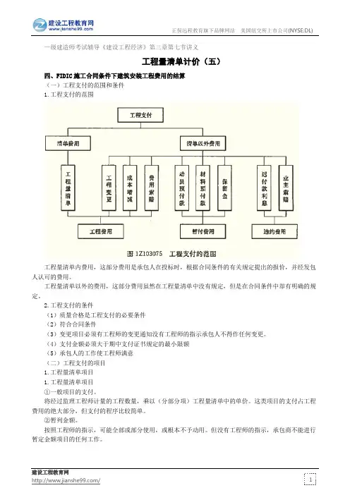 工程量清单计价(五)——级建造师考试辅导《建设工程经济》第三章第七节讲义
