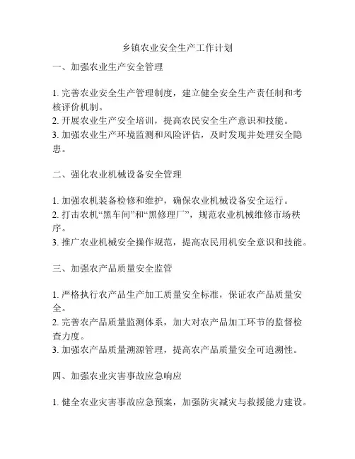 乡镇农业安全生产工作计划