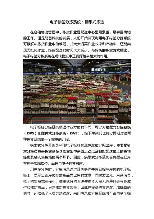 电子标签分拣系统：摘果式拣选