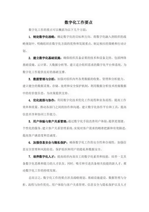 数字化 工作要点
