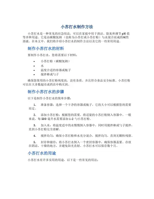 小苏打水制作方法
