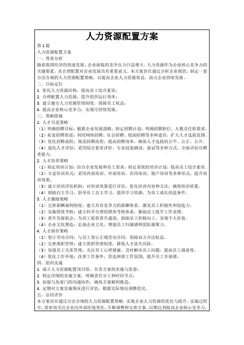 人力资源配置方案