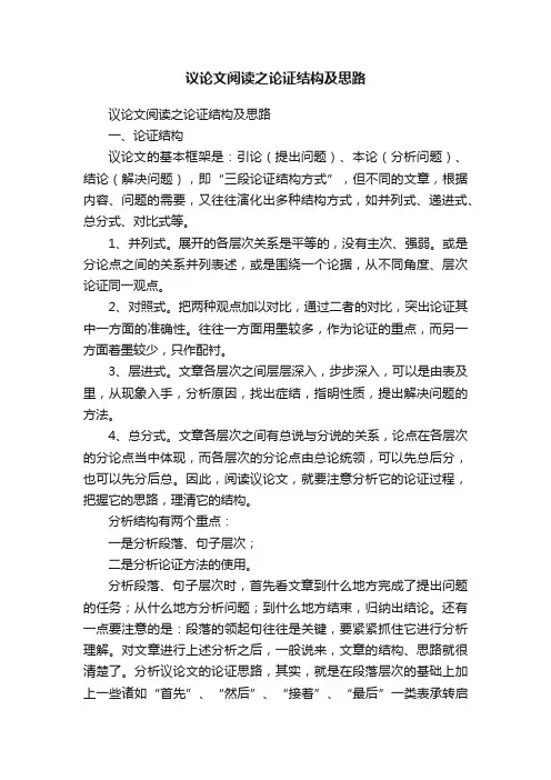 议论文阅读之论证结构及思路