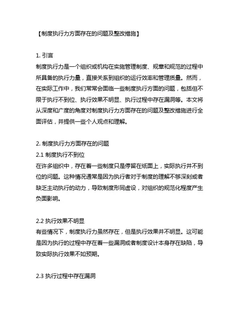 制度执行力方面存在的问题及整改措施