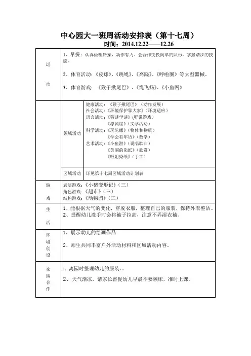 第十七周的教案和安排表