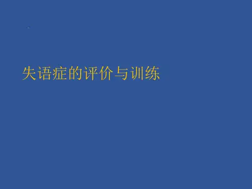 失语症的评价与训练PPT课件
