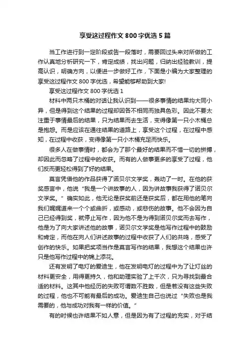 享受这过程作文800字优选5篇