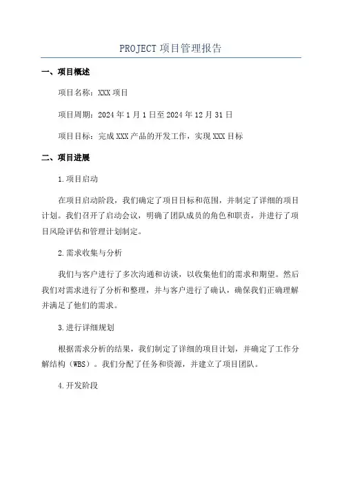 PROJECT项目管理报告