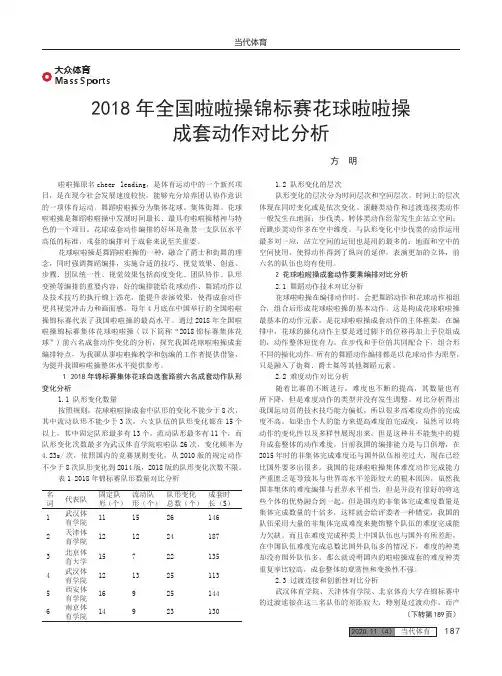 2018年全国啦啦操锦标赛花球啦啦操成套动作对比分析