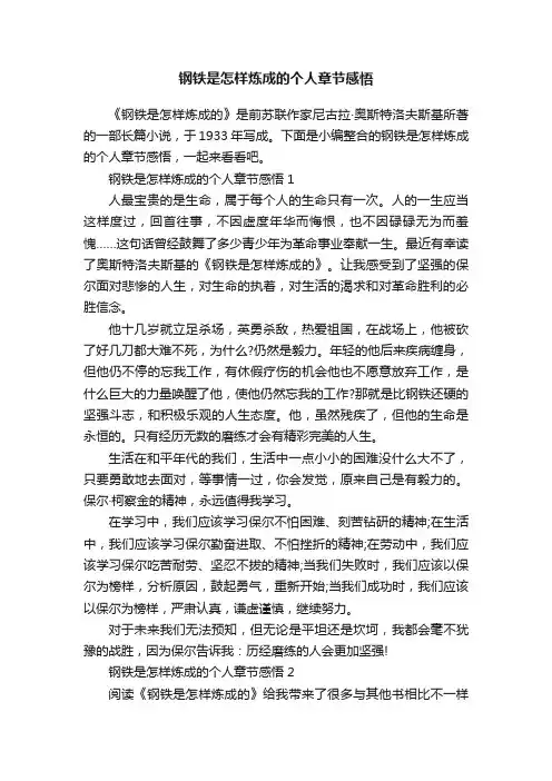 钢铁是怎样炼成的个人章节感悟