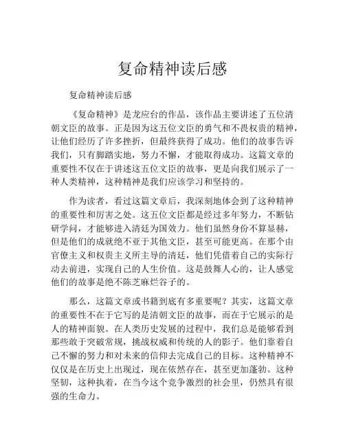 复命精神读后感