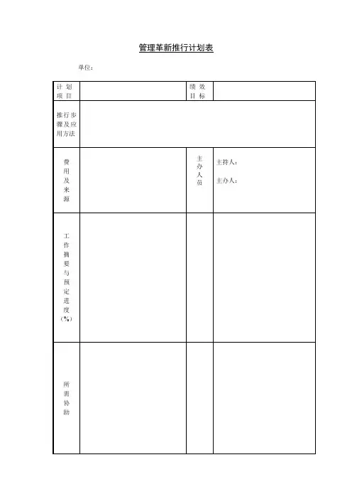 管理革新推行计划表