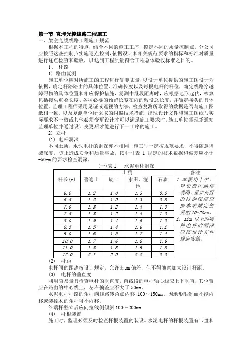 直埋光缆线路工程施工