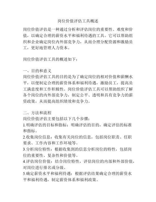 岗位价值评估工具概述