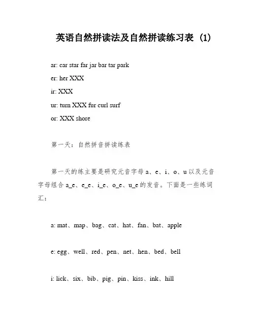 英语自然拼读法及自然拼读练习表 (1)