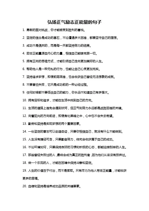 弘扬正气励志正能量的句子