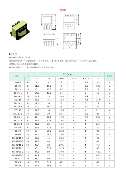 变压器各种规格尺寸