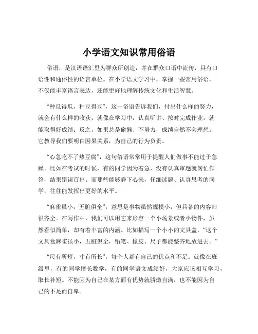 小学语文知识常用俗语
