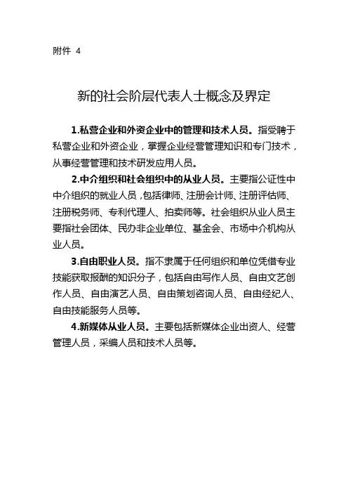 新的社会阶层代表人士概念及界定