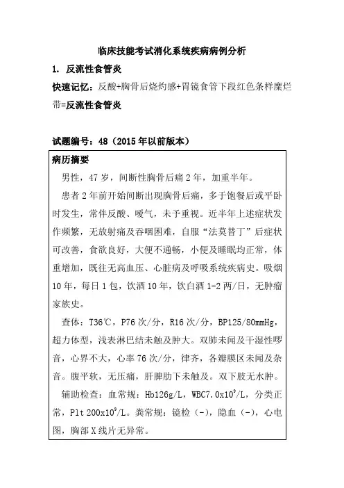 临床技能考试消化系统疾病病例分析