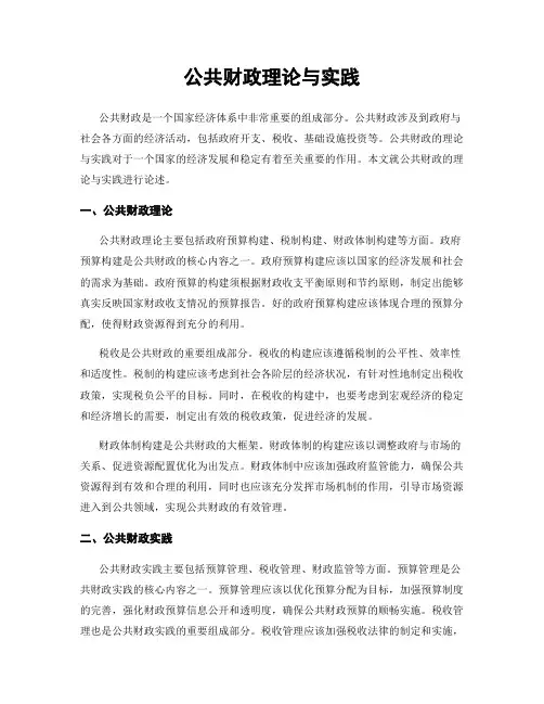 公共财政理论与实践
