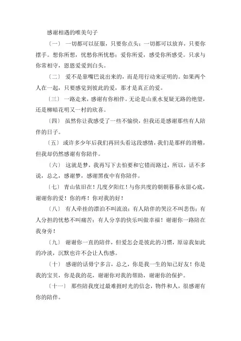 关于感谢相遇的唯美句子 遇见你真好的暖心句子