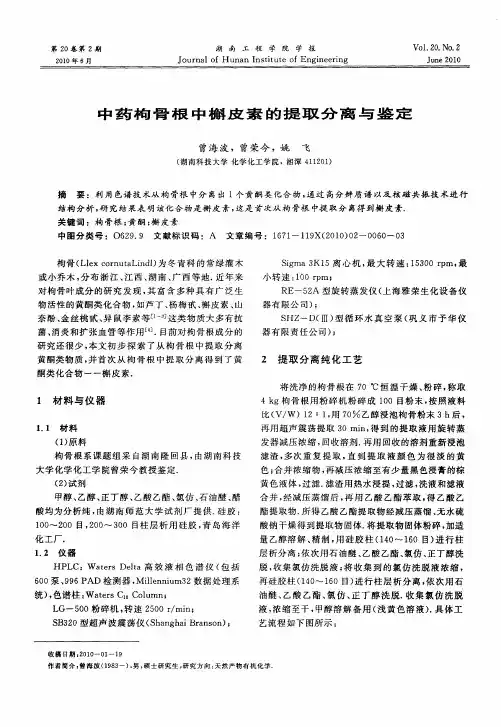 中药枸骨根中槲皮素的提取分离与鉴定