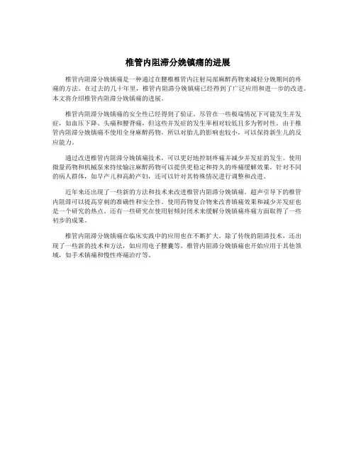 椎管内阻滞分娩镇痛的进展
