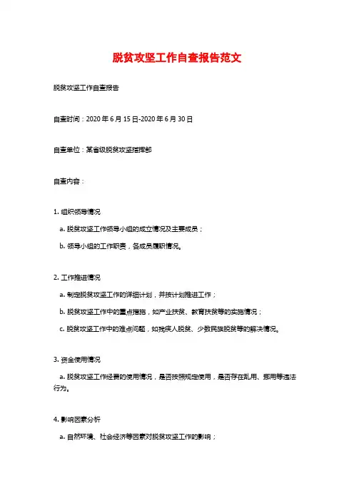 脱贫攻坚工作自查报告范文