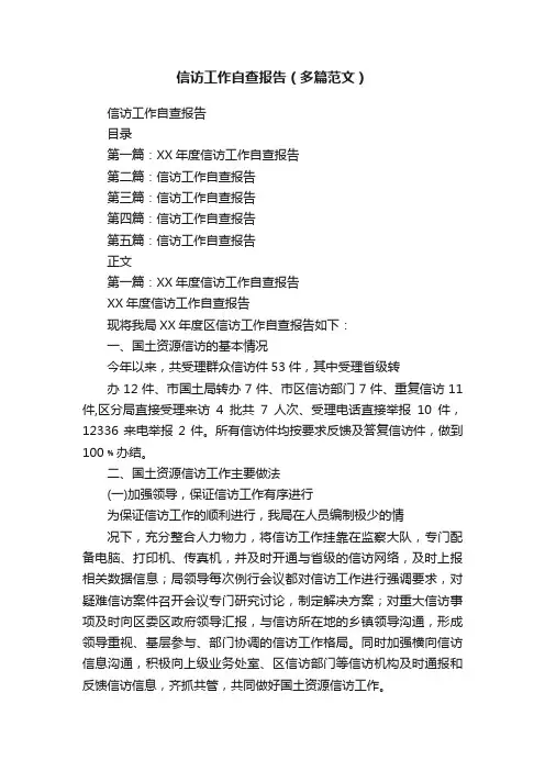 信访工作自查报告（多篇范文）