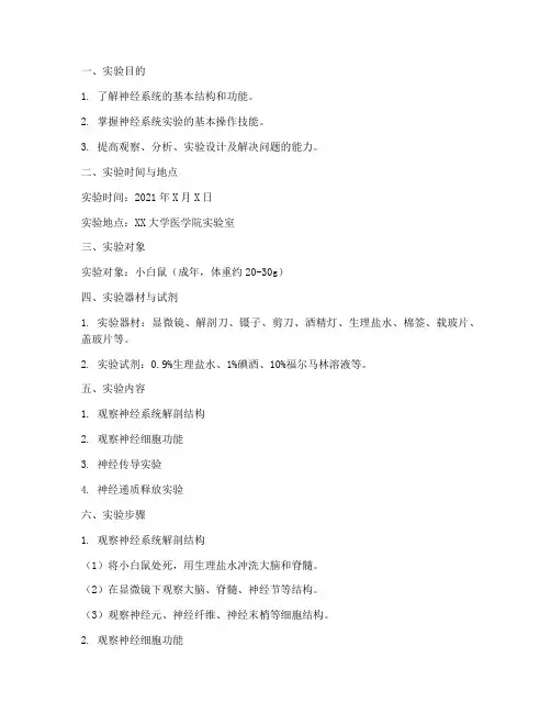 神经系统实验实训报告