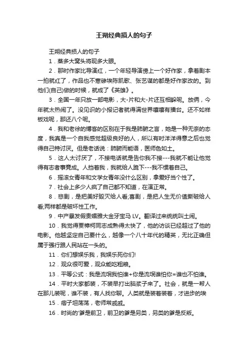 王朔经典损人的句子