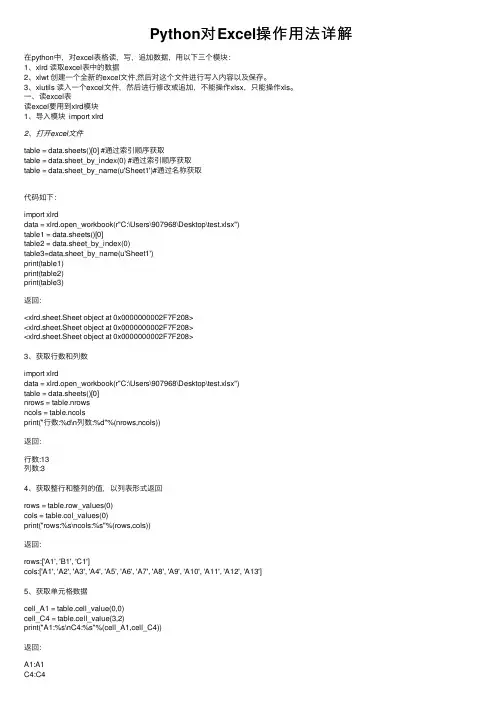 Python对Excel操作用法详解