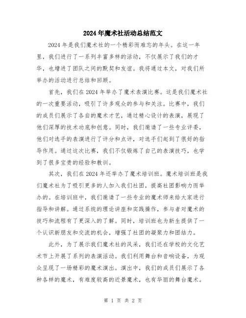 2024年魔术社活动总结范文