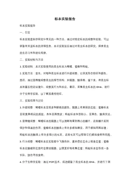 标本实验报告