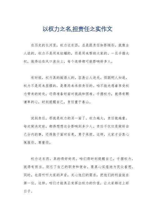 以权力之名,担责任之实作文