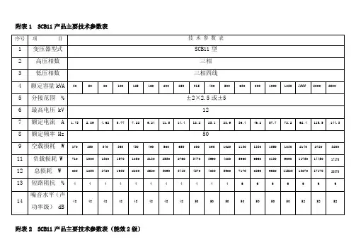 SCB11SCB13产品主要技术参数表