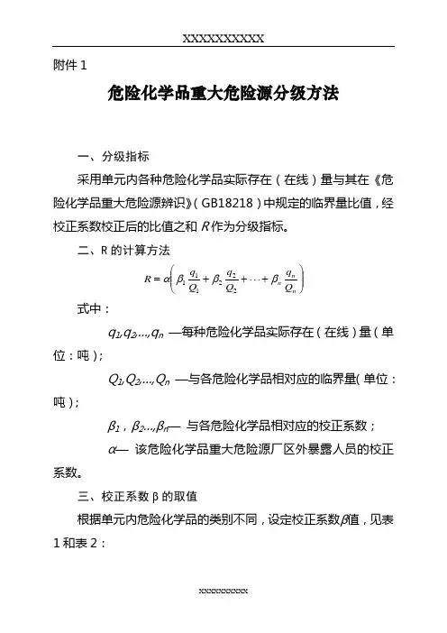 重大危险源分级方法