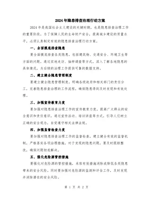 2024年隐患排查治理行动方案
