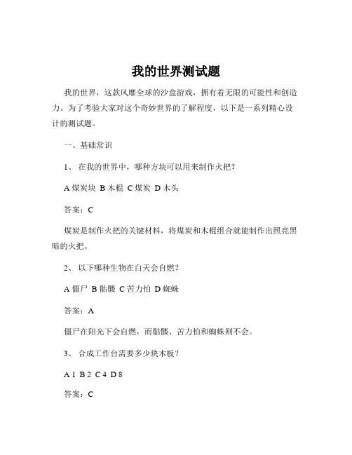 我的世界测试题