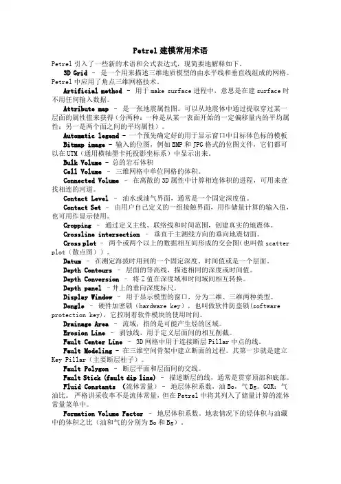 Petrel建模常用术语最新