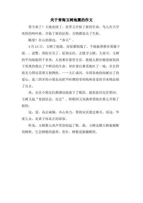 关于青海玉树地震的作文