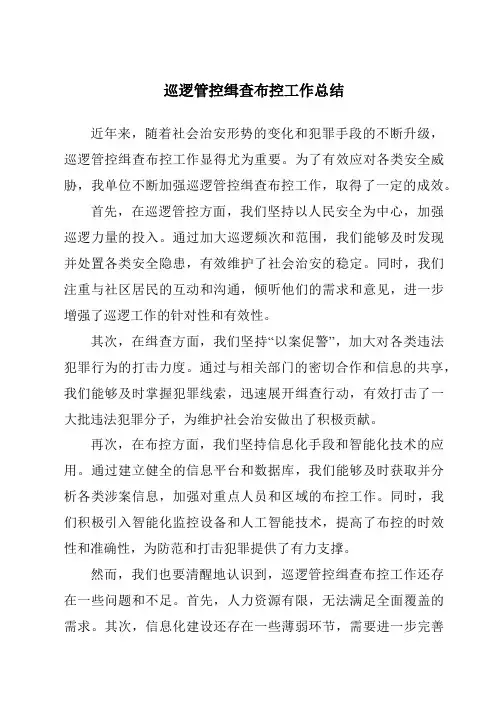 巡逻管控缉查布控工作总结