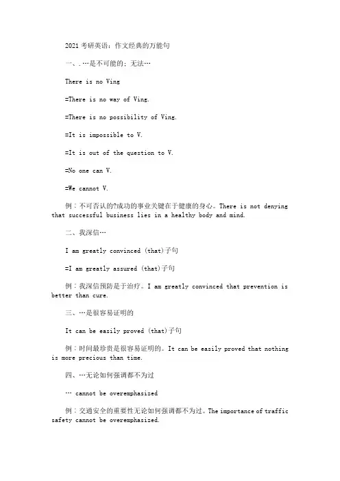 2021考研英语：作文经典的万能句