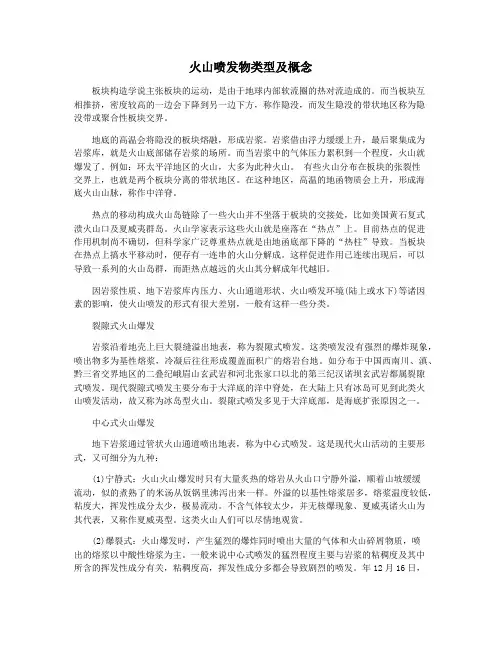 火山喷发物类型及概念